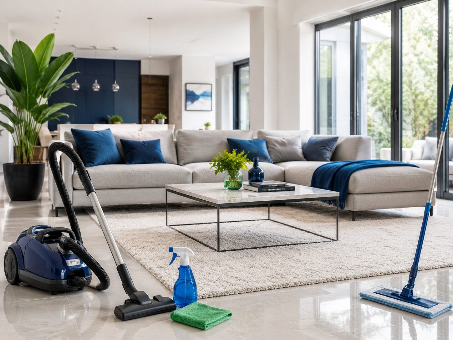 Eco-friendly cleaning supplies ready for use